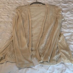 Lace panel cardigan